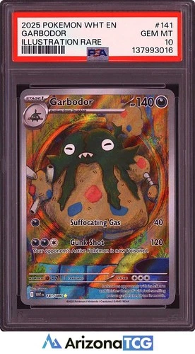 Pokemon 2025 Garbodor 141/086 Illustration Rare White Flare GEM MINT PSA 10
