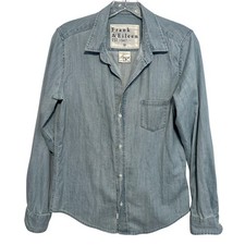Frank Eileen Barry Button Up Shirt Womens Medium Light Blue Wash Denim Italy