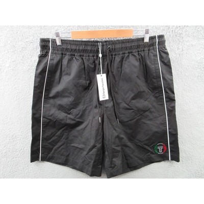 NWT Sergio Tacchini Infinta Shorts Men's XXL Black Tennis Embroidered Logo