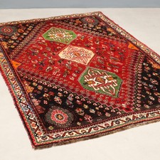 Tappeto Shiraz Antico Lana Nodo Grosso Fatto a Mano 168 x 120 cm Originale