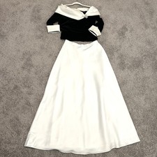 Vintage Cache Black Velvet White Satin 2 Piece Maxi Skirt Set 10 Rare EUC Y2K