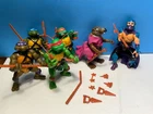 Vintage TMNT Soft Head Action Figure Lot Playmates 1988 ninja turtles & weapons
