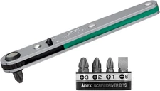 Ultra Low Profile Offset Ratcheting Screwdriver 90 Degree Angled for Tight Area