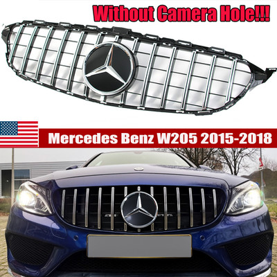 For Mercedes Benz W205 C200 C250 C300 2015-2018 Front Grille Grill W/3D Star NEW