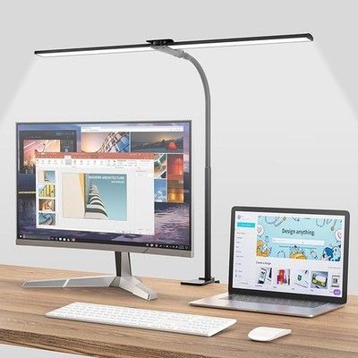 Hensam Doppelkopfklemme LED Schreibtischlampe augenschonender Monitor Lichtleiste 5 Farben Mod