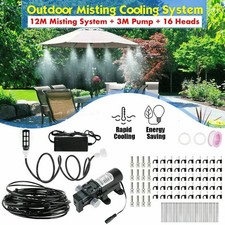 15m Misting Cooling System Mister Kit W/ Pump, Patio Garden Umbrellas Greenhouse