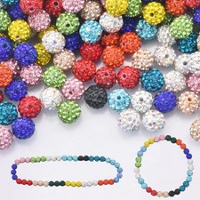 100pcs 10mm Rhinestone Clay Beads for Crafting - Ice Collection Baseball Bling S