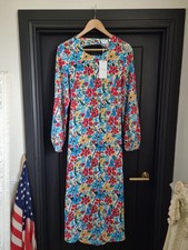 Vila Floral Print LS Lightweight Long Midi Dress Size EUR 38 UK 10 BNWT RRP £45