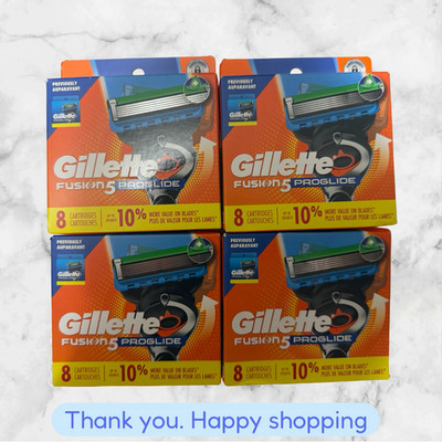 FOR 4 Gillette Fusion 5 ProGlide Power 8 Count Refill Cartridge New Shipping