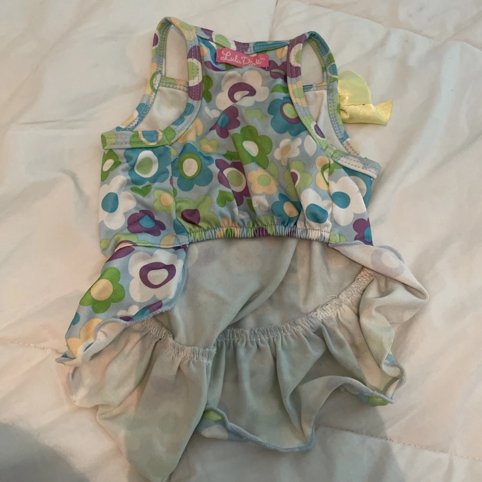 Lulu Pink Dog Flower Dress Yellow Bow Size XS - Image 2 of 2