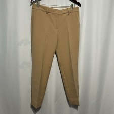 Talbots Women's Hampshire Ankle Dress Pants Tan Size 8p Flat Front Straight Leg