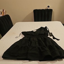 TAYLOR Black One Shoulder Ruffle Mini Dress Strappy Sleeve Size M