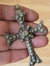Vintage Handmade Traditional Ethiopian Silver Cross pendant, Necklace Cross