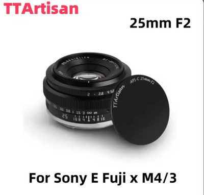 TTArtisan Objektiv 25 mm f/2 APS-C für Sony E/Fuji X/Nikon Z/M43/L-Mount Pancake