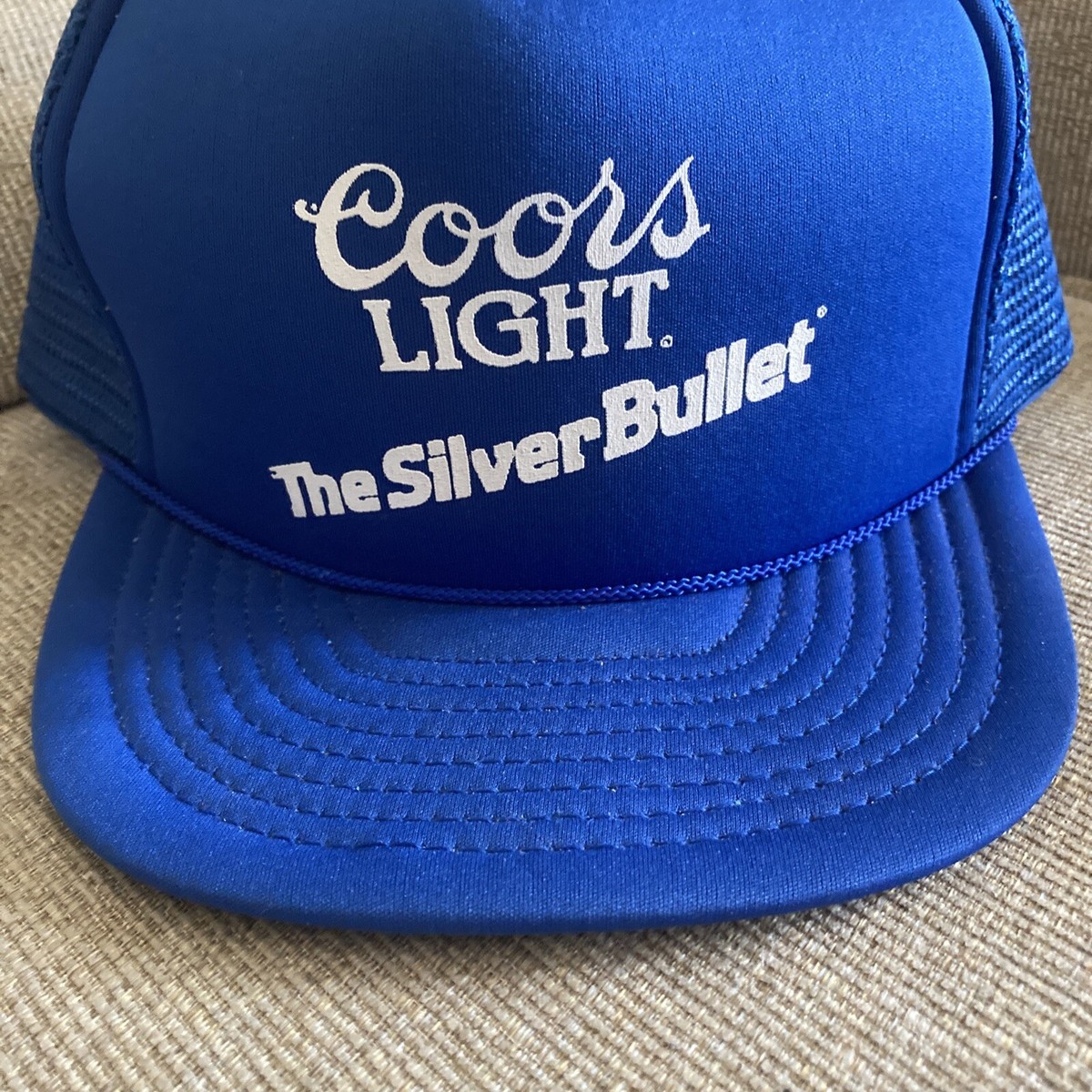 Vintage Coors Light Silver Bullet Beer Blue White Snapback Trucker