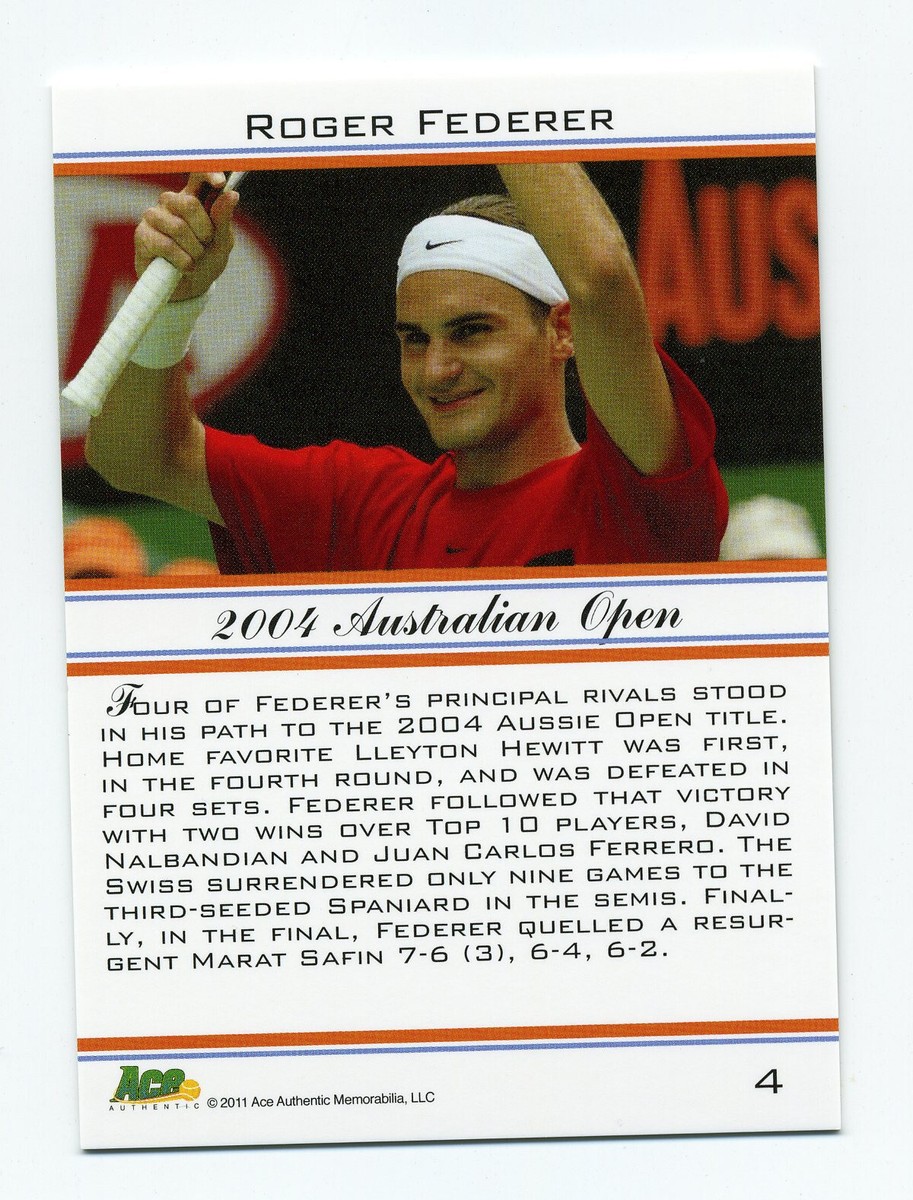 その他 2011 AceAuthentic Roger Federer Card Set 2011 ACE AUTHENTIC ROGER FEDERER #8 US OPEN 2004 GRAND SLAM