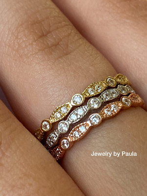 14K massives Gold Ewigkeit Vorsteckring endlos Ehering Laborgefertigt Diamant