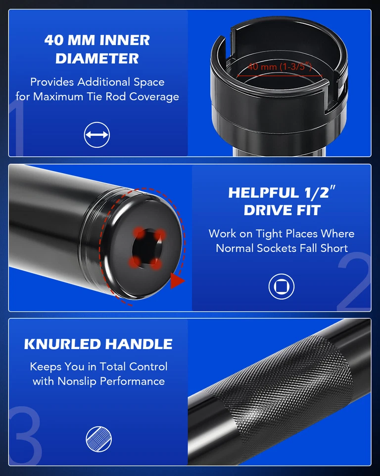 OMT 13pc Inner Tie Rod Removal Installation Tool Set w 12 SAE & Metric Adaptors Foto 4 de 4