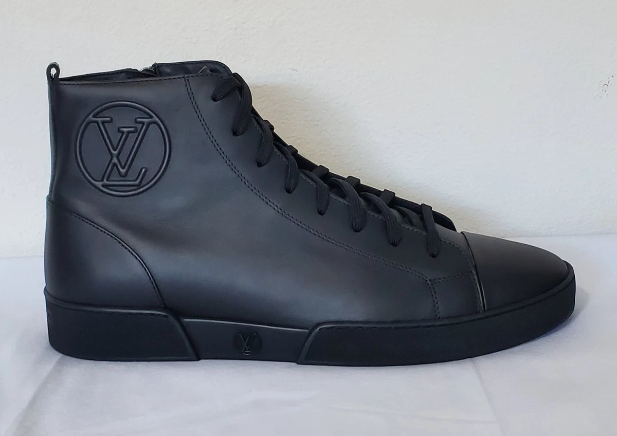 NWOB LOUIS VUITTON(MS-0166)BLACK LEATHER HI TOP SIDE ZIPPER  