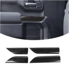 Carbon Fiber 4-Door Panel Bezel Overlay Cover For Chevy Silverado GMC-SIERRA 19+
