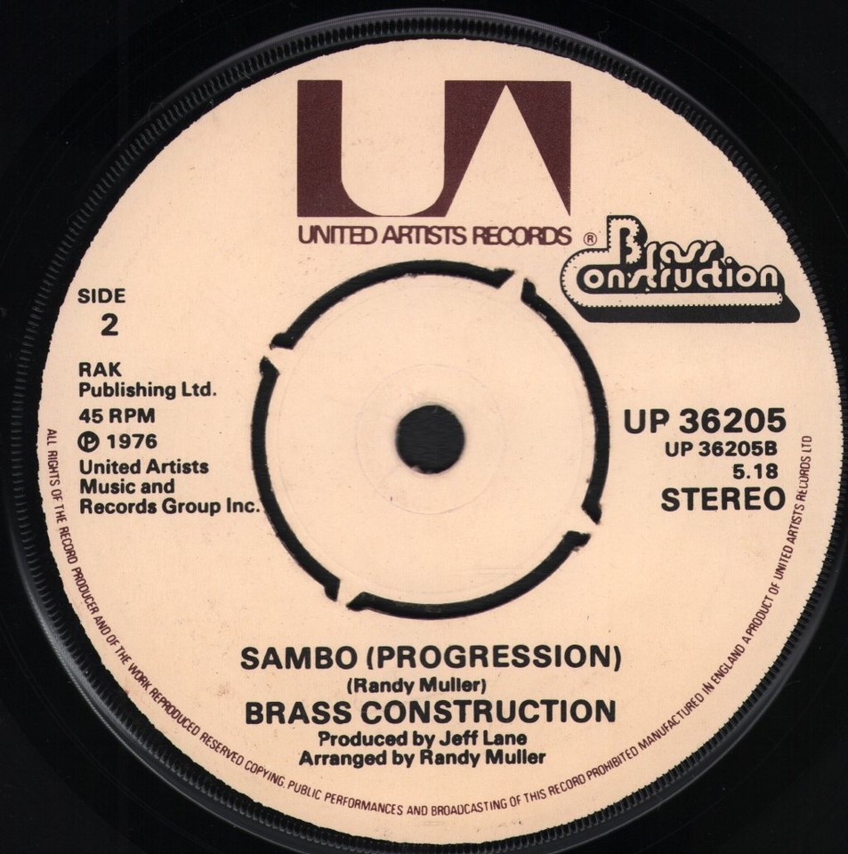Brass Construction Ha Cha Cha 7" vinyl UK United Artists 1976 four