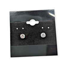 Beautiful Cubic Zirconia CZ Sterling Silver 925 Stud Earrings 5 mm New w/o Tags