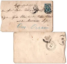 Russia 7k Imperial Eagle Envelope 1895 Domestic use.  Cance3l unreadable, ragged