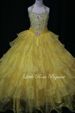 NEW Little Rosie Girls Glitz Long Pageant Dress LR2023 Yellow 8 550   New