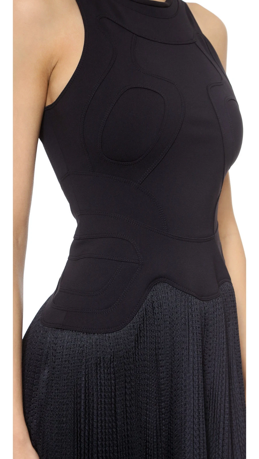 $1.170 0 2 xs s Alexander Wang abito sneaker senza maniche in vinile traforato plissettato