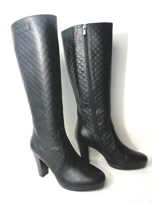 OLIVIER STRELLI EUR 41 US Black Leather Zipper Knee High Heel