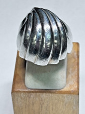 Vintage Sterling Silver Ribbed Design Dome Ring 10.4g Size 4.75