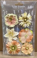 Prima Marketing, 6 Melange Peach Flowers, Assorted Sizes