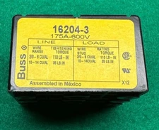 Buss Power Distribution Block 16204-3 175A 600V 3P Line (1): 2/0-8 - Used
