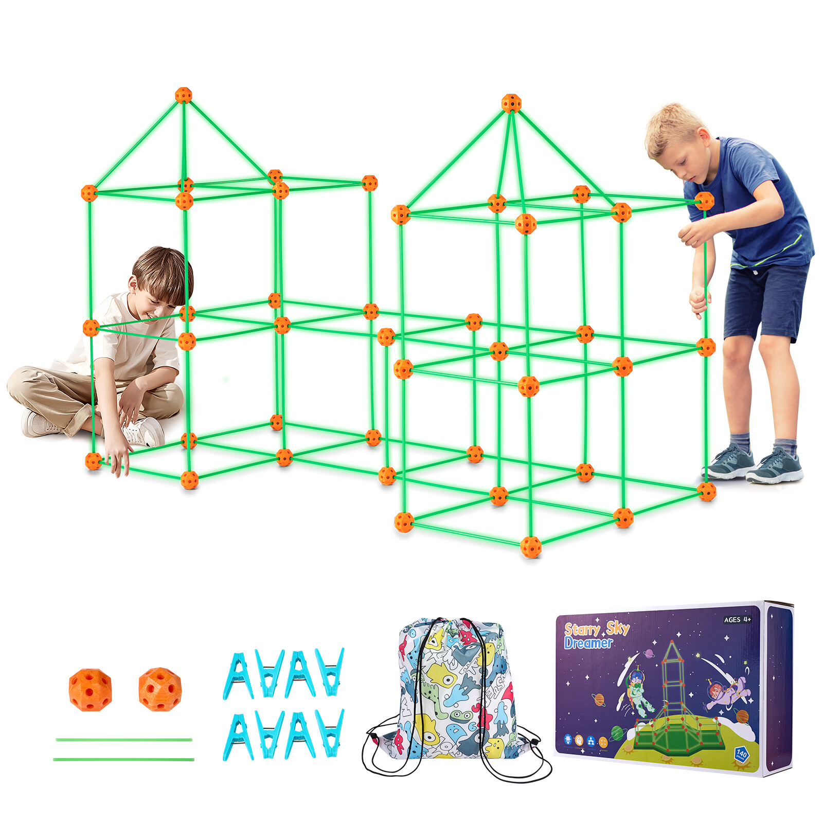 Kit de construction de fort VEVOR 140 pièces jeu de tente STEM pour enfant