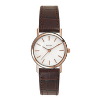 Bulova Ladies Women's Designer Watch Leather - Brown Rose Gold Classic Dress Wri Bulova Ladies Women's Designer Watch Leather - Brown Rose Gold Classic Dress Wri