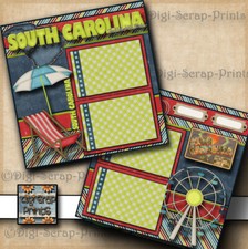 SOUTH CAROLINA travel 2 premade scrapbook pages paper piecing digiscrap A0237