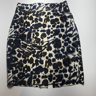 Ann Taylor Skirt Womens Blue White Abstract Tie-Dye Print Curvy