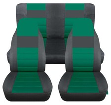 Full Set Car Seat Covers Cotton 2 Tone Charcoal-sides Fits 1989-1998 Geo Tracker