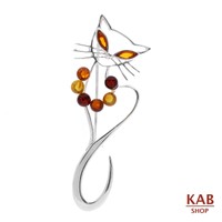 Baltic Amber Sterling Silver 925 Jewelry Brooch Beauty Cat , Kab-51 Baltic Amber Sterling Silver 925 Jewelry Brooch Beauty Cat , Kab-51