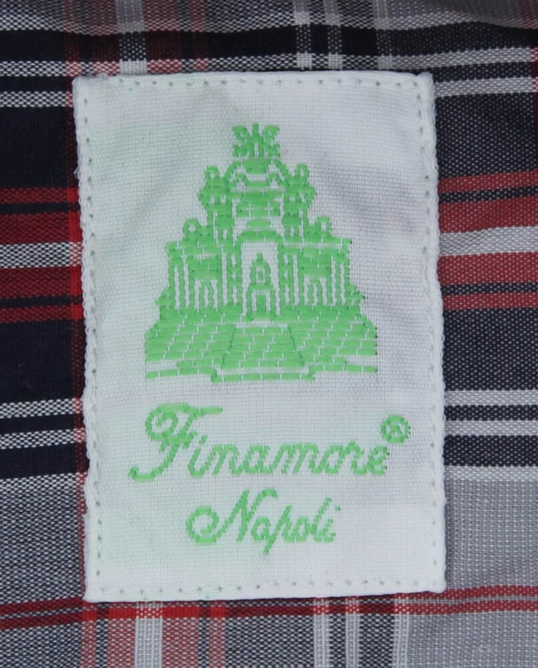 Camisa a Cuadros Roja Finamore Napoli - Extra Delgada - m/M - (27SEN01169101) Foto 4 de 4