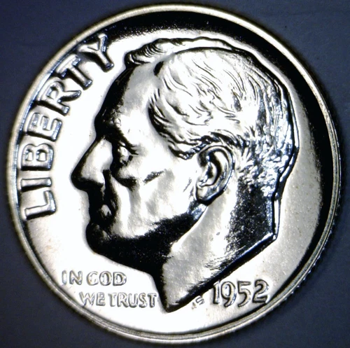 1952 GEM PROOF SILVER Roosevelt Dime Coin NICE FLASHY PRF LOT #PQ70  NR