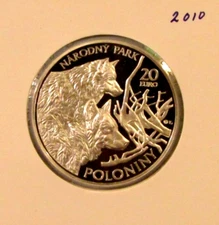 2010 Slovakia 20 Euro Poloniny National Park Silver Proof Coin Wolf Conservation