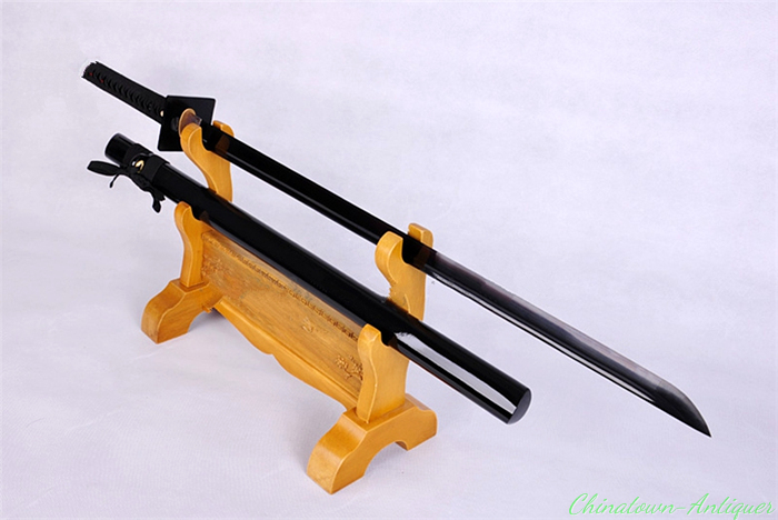 Ninja Zatoichi Straight Sword Shikomizue Samurai Sword Steel Black