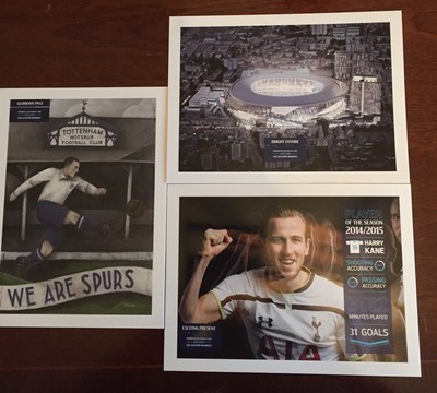 3 X TOTTENHAM HOTSPUR ONE HOTSPUR POSTKARTEN 15cm x 20cm