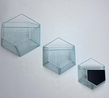 Hexagon Floating Shelves Wall Decor Mint Metal Wire Wall Mounted Nursery Storage