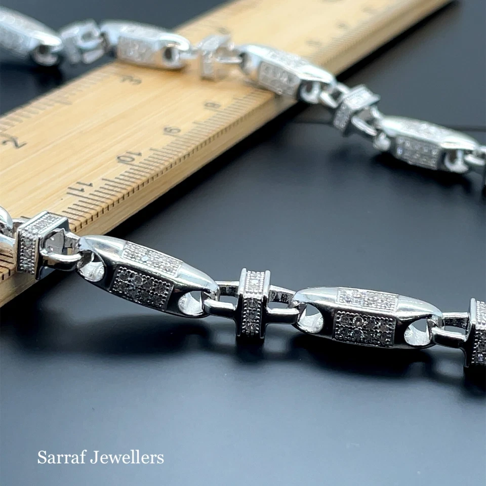 Collar de cadena de bloque de plata de ley 925 maciza de 5 mm pesado para hombre 32" nuevo 69 gr Foto 3 de 4