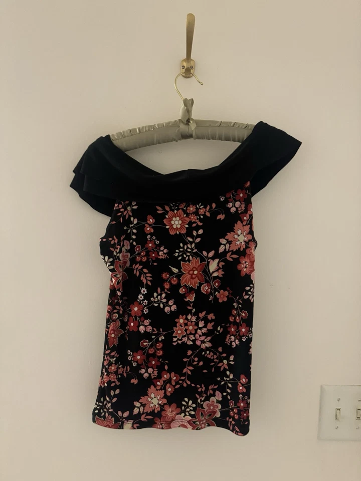 vintage “suzie in the city” floral off the shoulder tank blouse size M - Image 4 of 4