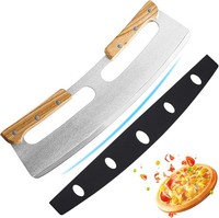 Pizza Wiegemesser, Pizzaschneider Wiegemesser Aus Edelstahl 35Cm Mit Holzgriff,