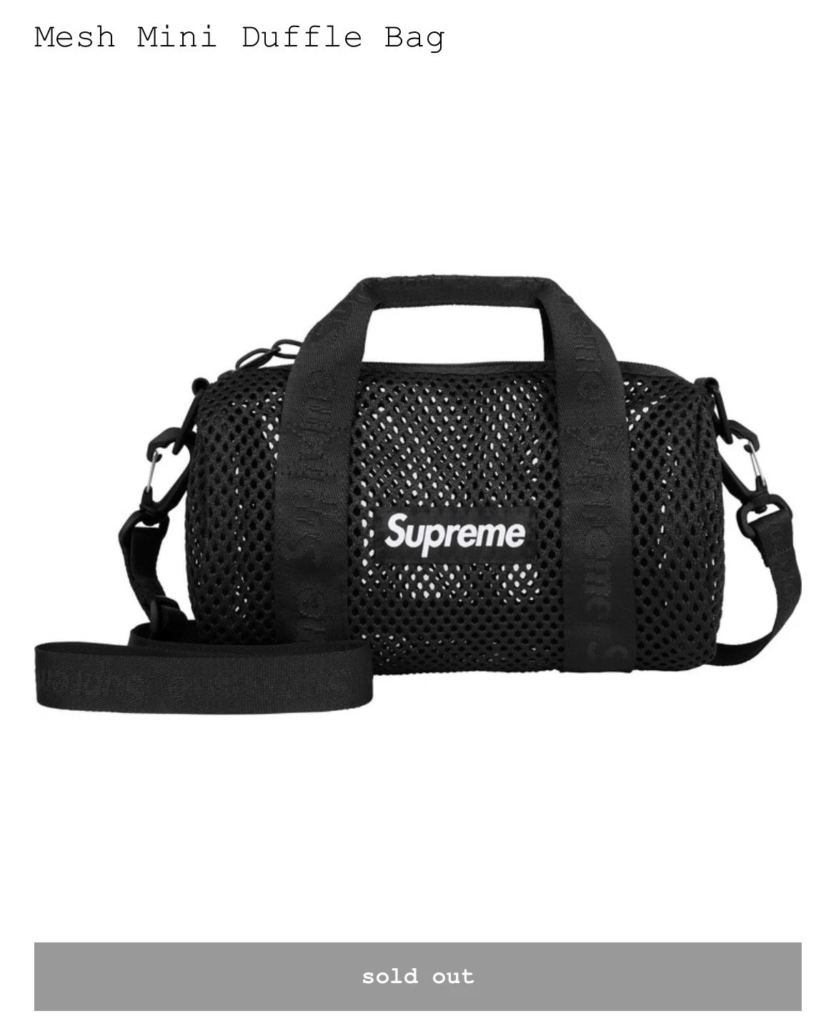 EN MAIN Mini sac de sport Supreme Mesh noir livraison rapide et gratuite ?