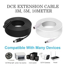 Premium DC Extension Cord: 5.5mm x 2.1mm Barrel Plug, 12V, 3m,5m,10m Length.
